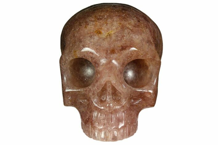Realistic, Carved Strawberry Quartz Crystal Skull #150991